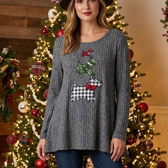 ONE WORLD LIVE & LET LIVE  LADIES CHRISTMAS SWING Tops - ONE WORLD LIVE & LET LIVE  LADIES CHRISTMAS SWING SHIRT